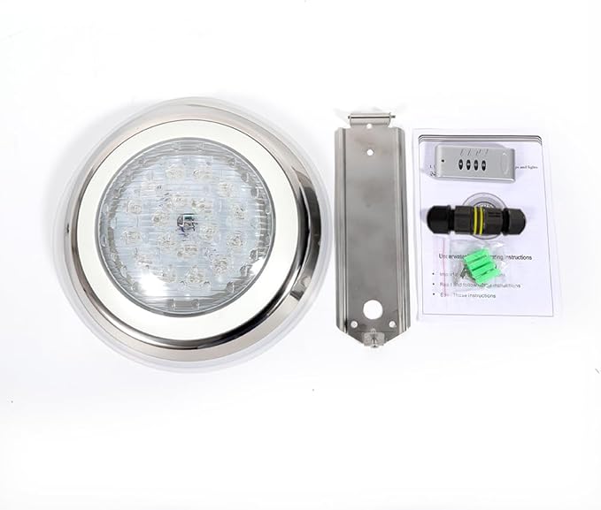 Eapmic 12V 54W Pool Light Underwater Color-Change LED Lights RGB IP68 with Remote (54W Stainless Steel Shell)