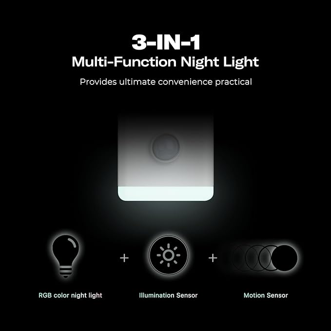 THIRDREALITY Multi-Function Night Light 2 Pack, Zigbee Repeater, 3-in-1 Combines a Motion Sensor, a Illumination Sensor and RGB Color Night Light, 1-100% Adjustable Brightness, Zigbee hub Required