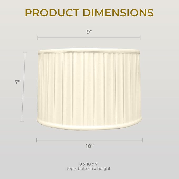 Royal Designs BS-748-10LNBG Shallow Drum English Bo X Pleat Basic Lamp Shade, 9 x 10 x 7, Linen Beige