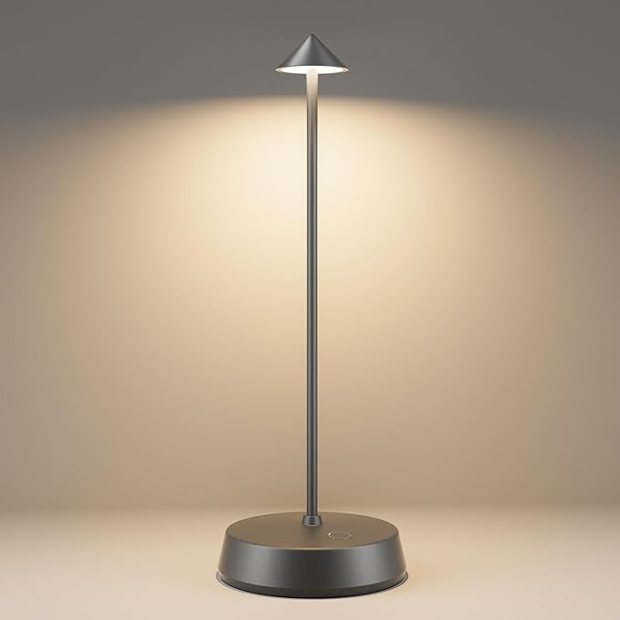 Cordless Table Lamps Rechargeable, 6000mAh LED Battery Operated Desk Lamp, Portable Outdoor Waterproof Touch Stepless Dimmable Wireless Table Light for Dining Restaurant Home Patio (Grey-1PC)