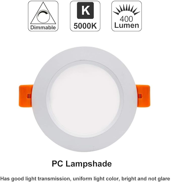 YGS-Tech 3 Inch LED Recessed Lighting, Dimmable Downlight 5W(40W Halogen Equivalent), CRI80, 5000K Daylight White, Ceiling Light with LED Driver(10 Pack)