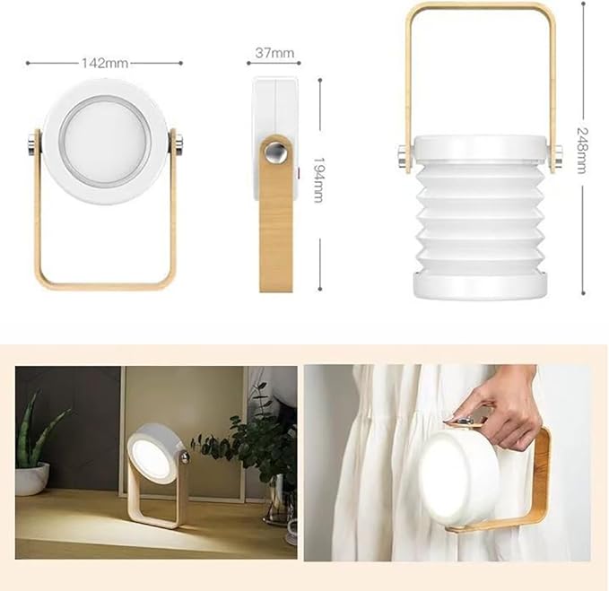 Cordless Rechargeable Lantern Table Lamp | Easy Touch Button Operation Control Dimmable 3 Level Brightness Night Light for Reading, Outdoor Camping (Transparent Frosted Lantern Light)