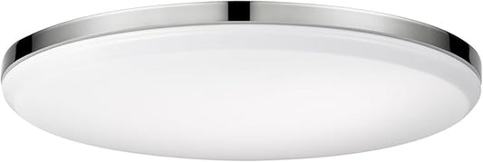 GLOBE Electric 65584 14" Integrated LED Flush Mount Ceiling Light, Chrome Finish, Frosted Shade, Slim Low Profile, 2200 Lumens, 3000K Warm White, Energy Star Certified