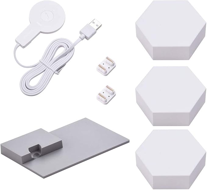 Yescom APP Control Hexagon Lights 3 Pack Smart LED Panel Smarter Kit Music Sync 16 Million Colors Change Compatible with Alexa & Google for Gifts Gaming Room