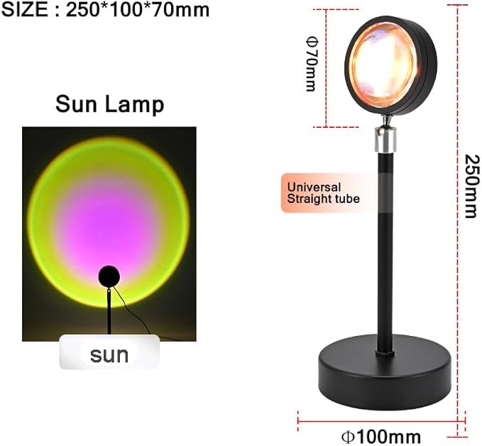 Sunset Projector Lamp,16 Color RGB LED Mood Light with Remote,360°Rotation,Dimmable,Sunset Background,Decorative Night Light for Live Streaming,Photography/Selfie/Party,Bedroom