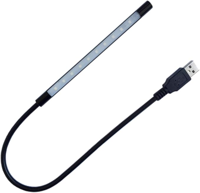 DZYDZR Keyboard Light Laptop Lamp USB LED 5V 1W 10 LED Long Gooseneck Touch Dimmer Lamp (Black)
