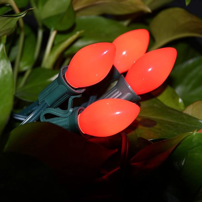 GOOTHY Indoor ＆ Outdoor String Light Bulbs, C7 Red Light Bulbs, C7 Ceramic Red Christmas Replacement Bulbs for Outdoor Christmas String Lights, 5 Watt Night Light Bulb,120 Volt