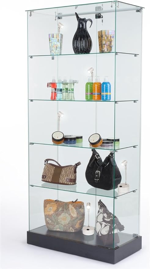 Display Case Accent Lights, Battery-Powered LED, 4 Heights, Set of 2 - Black/Silver