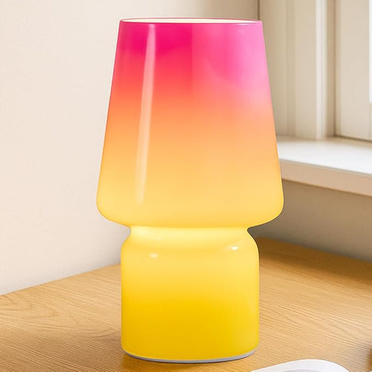 Mushroom Lamp,Mother's Day Gifts,Small Table Lamp,Cute Nightstand Kitchen Mini Lamp,Glass Table Lamp,Suitable for Bedrooms, Kitchens, Living Rooms, Bedside, Girl Gifts（Pink Gradient）