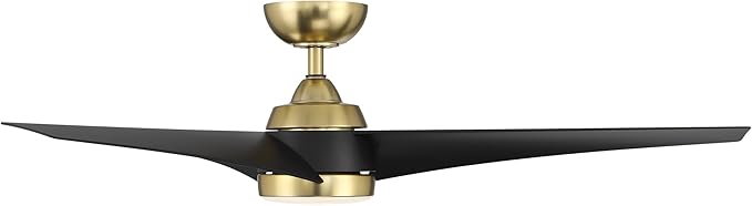 WAC F-070L-SB/MB Sonoma 56" Outdoor Ceiling Fan with Lights and Remote Control, Soft Brass Matte Black