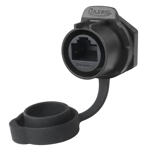 CNLINKO LP-20 RJ45 Panel Mount Socket, CAT6 Ethernet Connector RJ45 Single-Hole Socket IP68 M20 Waterproof Connector (Black RJ45 Single-Hole Socket)