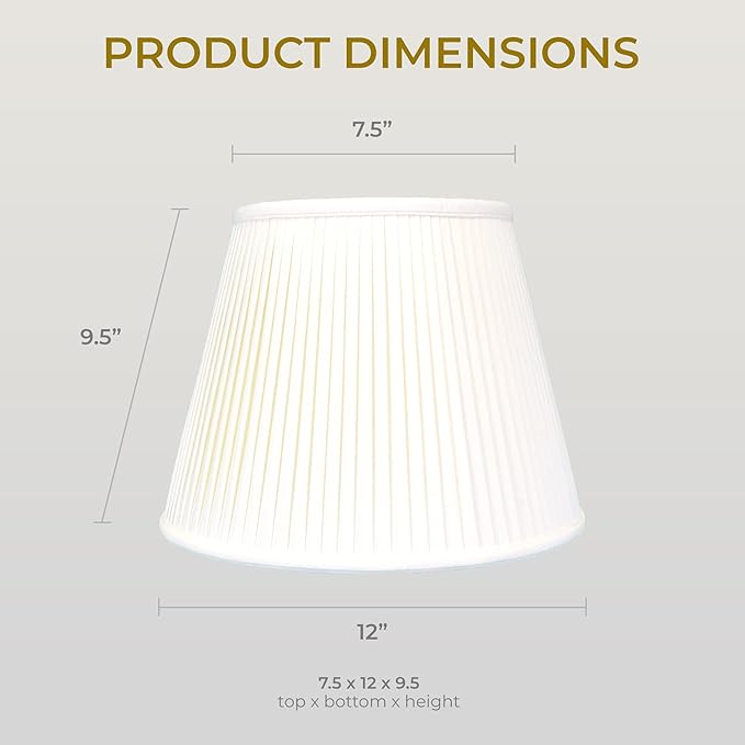 Royal Designs, Inc. Deep Empire Side Pleated Basic Lamp Shade, BS-729-12WH, 7.5 x 12 x 9.5 (Spider), White