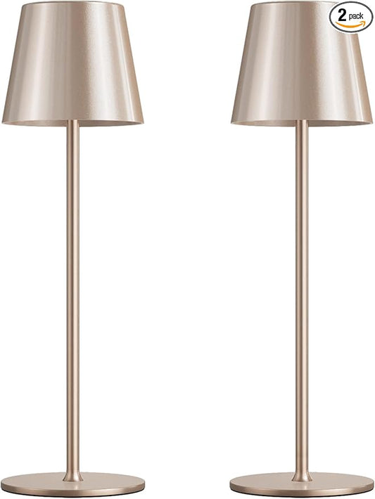 Kakanuo Cordless Table Lamp Rechargeable - Antique White 2 Pack Battery Operated Lamp for Counter, 3 Color Stepless Dimming Waterproof Wireless Lamp for Dining Kitchen, Outdoor Patio, Touch Control