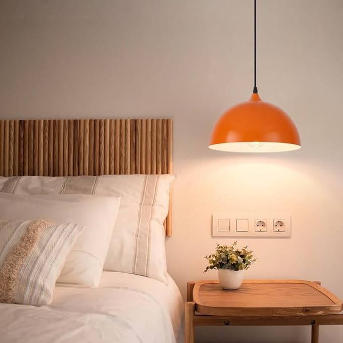 Orange Plug in Pendant Light 2 Packs 11.8inch, Modern Pendant Light, Kitchen Pendant Lights, Pendant Lights Kitchen Island, Hanging Lights with Plug in Cord 14.7 ft