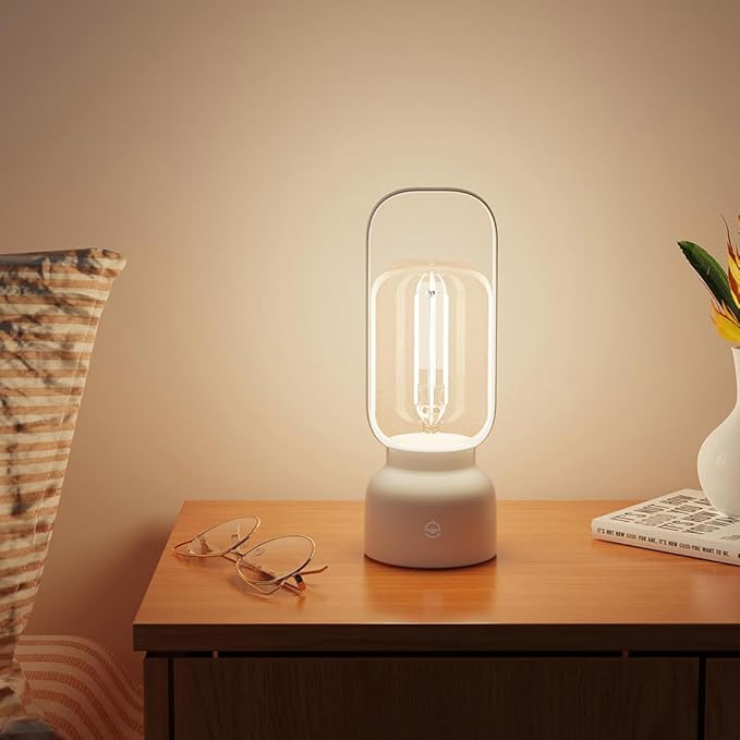 Cordless Small Table Lamp, Dimmable Night Light, 2000mAh Rechargeable Battery Lantern Light for Camping, Nightstand, Decoration, Gift- Blue
