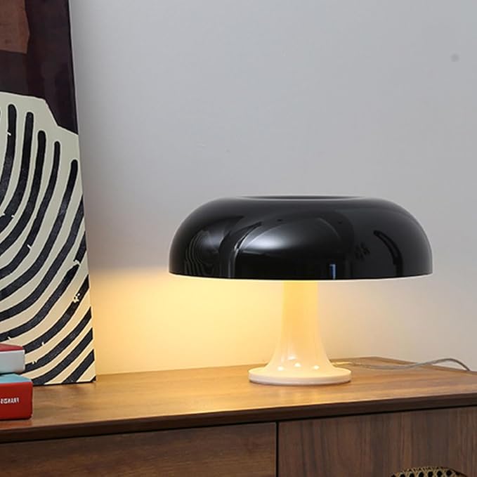 Mushroom Lamp, Dimmable Mushroom Table Lamp with 3 Lighting Modes, Mid Ccentury Retro Lamp, Mushroom Shade Shaped Desk Lamp, Night Light Bedside Lamp, Home Decor Aesthetic Lamp (Plug Powered) (White)