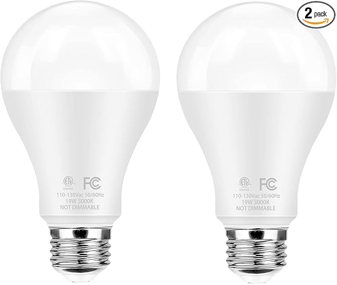 Super Bright A21 LED Light Bulbs, 150 Watt 200 Watt Equivalent, Soft White 3000K, High Lumen 2600lm, E26 Base, Non-Dimmable, 19W Energy Saving Bright LED Bulbs for Home & Office, 2-Pack