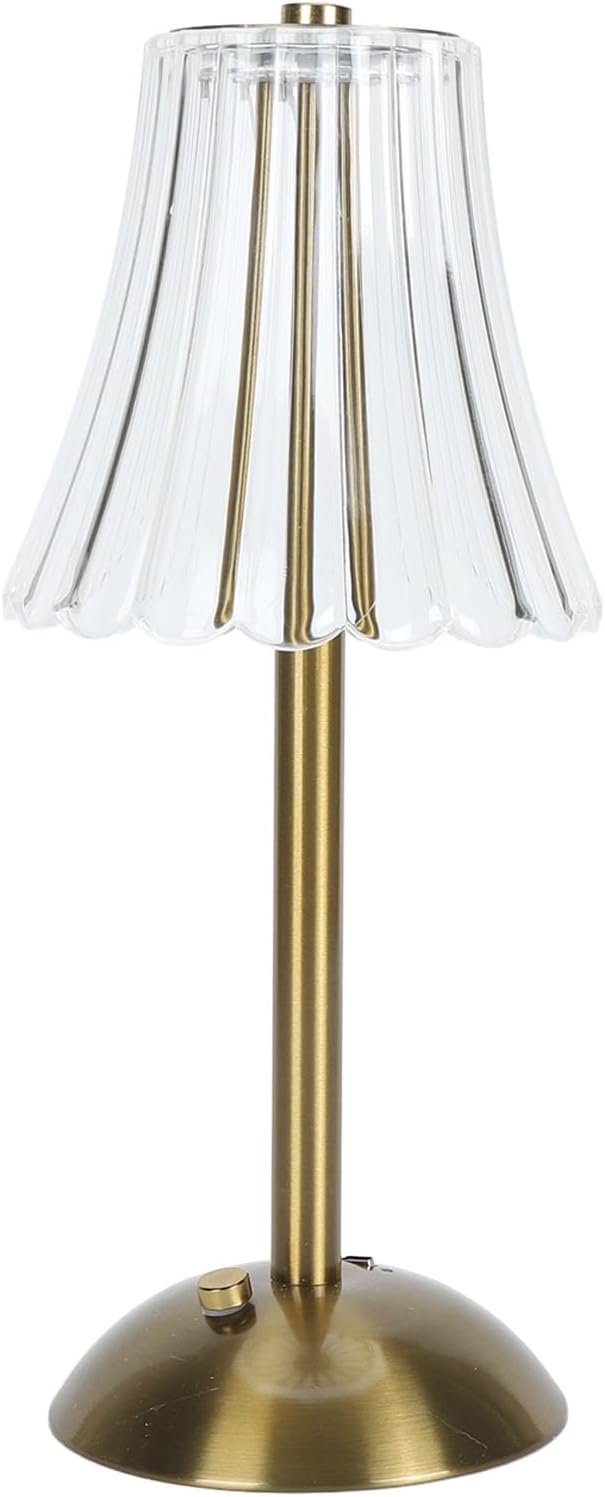 LED Crystal Table Lamp, Battery Operated, Touch Control Night Light with 3 Color Dimming