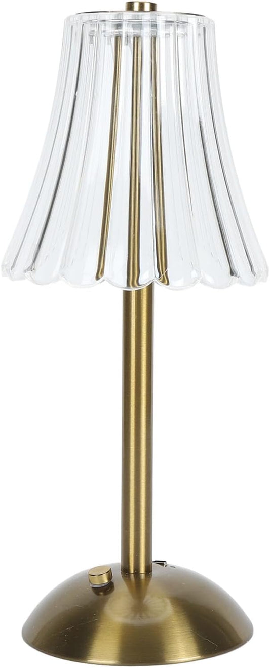 LED Crystal Table Lamp, Battery Operated, Touch Control Night Light with 3 Color Dimming