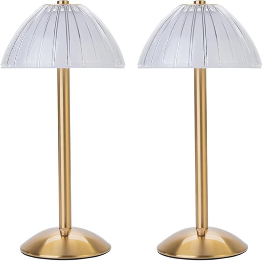 Cordless Table Lamps for Home,Table,Dining Room, Gold Rechargeable Lamps, USB Charge 12'' Tall LED Brass Portable Outdoor Indoor Table Lamp with Built-in Dimmer (Pack2-Gold Lamp)