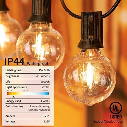 G40 Led Replacement Light Bulbs 1W Shatterproof Globe Bulb fits E12 or C7 Candelabra Screw Base Sockets, 1.5 Inch Dimmable Light Bulbs, Warm White (10Pack 2200k), Not for Solar String Lights