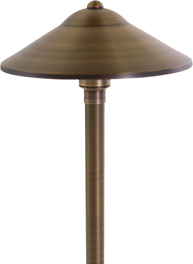 VOLT Max Spread 12V Solid Cast Brass Path Light (25" Tall, 9" Shade) for Low Voltage Landscape Lighting on Outdoor Pathway, Walkway, Garden, Driveway or Patio