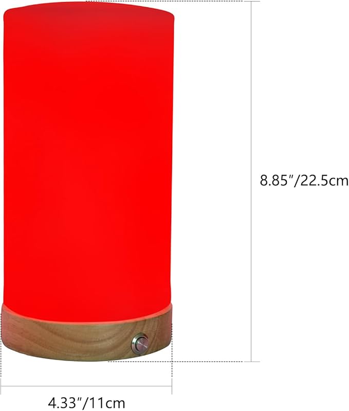 Revive - Red Light Lamp: Red Light for Sleep 660nm Melatonin Promoting Natural Sleep Aid, Bedroom & Nursery Nightlight (Milk Shade and Wood Base)