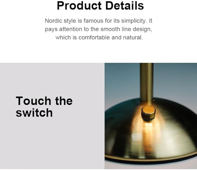 Gold Crystal Table Lamp – Touch Control, 3 Color Dimmable, & Rechargeable LED Lamp, Elegant Bedroom,Office & Living Room Decorative Light