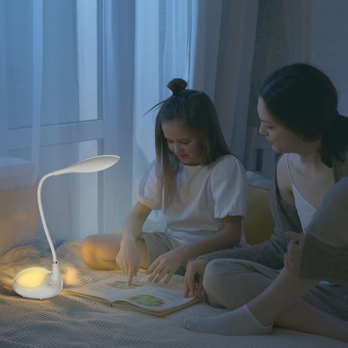 LED Desk Lamp, 2 in 1 Dimmable Reading Lamp, Touch Desk Lamps for Home Office Dorm with 3 Color Modes, USB Rechargeable Night Lights for Kids, Gifts for Boys Girls