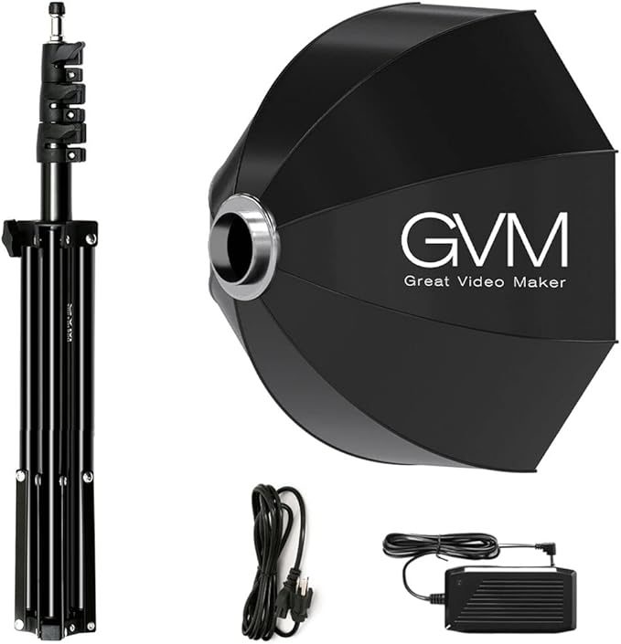 GVM 80W Photo Studio Lighting Kit, LED Video Light with Bowen Mount 23.6" Softbox, Tripod Stand, Continuous Output Daylight 5600K Lights for Photography
