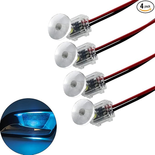 4pcs ICE-Blue Car Door Bowl Light Car Interior Decoration LED Lights With 4mm Holes Transparent Acrylic Lighting Suitable for Use in Trucks Cars SUVs Oil Tankers Toy Cars and Drones