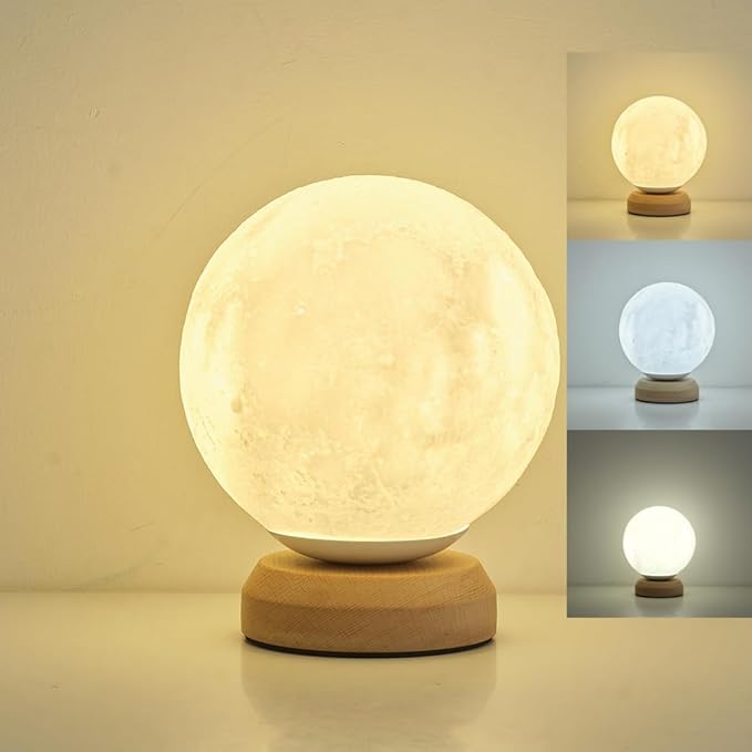 Moon Lamp , 3-Color Temperature Lamp,Bedroom Bedside Night Lights, Dimmable Led Lighting, Table Lamps for Living Room OfficeCreative Home Decor,Valentines Gift for Her Him Kids Women Men Birthday