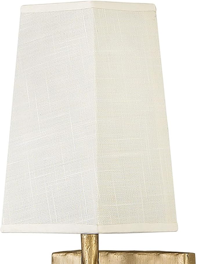 Hinkley Tress Large Single Light Wall Sconce - Hammered Details, Off-White Textured Shade - Champagne Gold