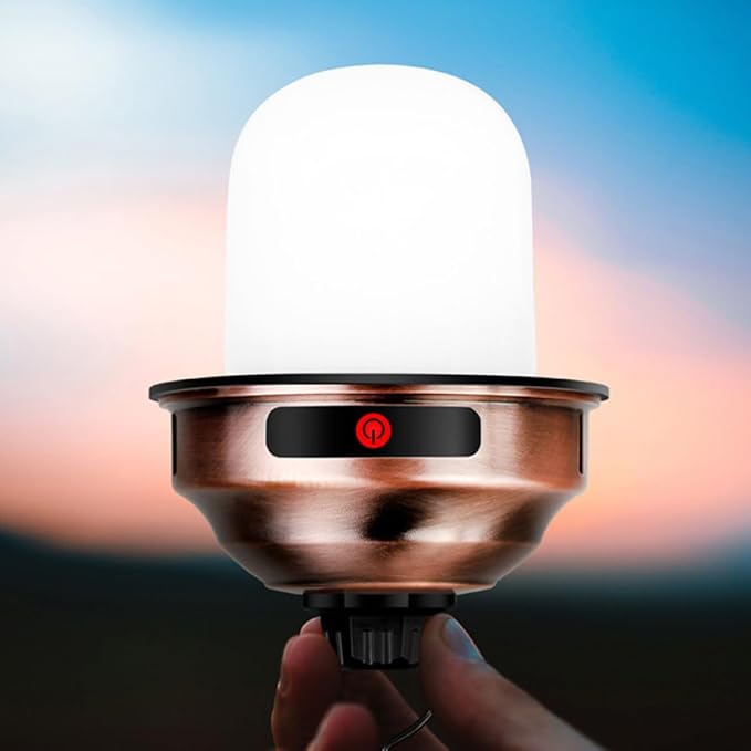 Rechargeable LED Camping Lantern Retro Copper Tent Light Portable Outdoor Atmosphere Lamp Super Bright Electric Lantern for Hiking and Camping
