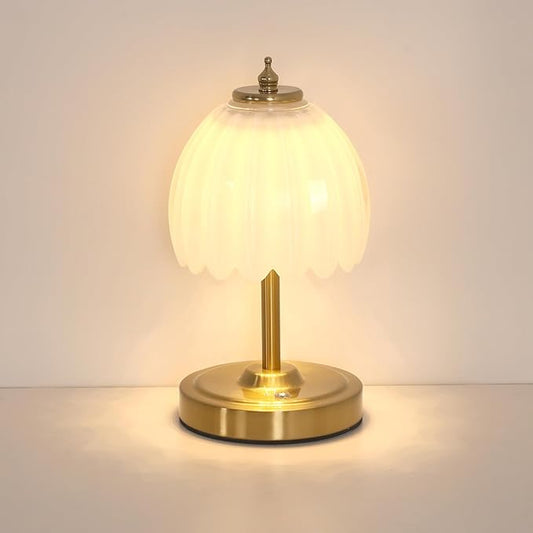 Tulip Small Table Lamp, 5200mAh Cordless Touch Control Mini Table Lamp with 3 Color Temps & Stepless Dimming, Perfect for Small Spaces Like Dressers, Bedsides, Bookshelves (White Tulip)