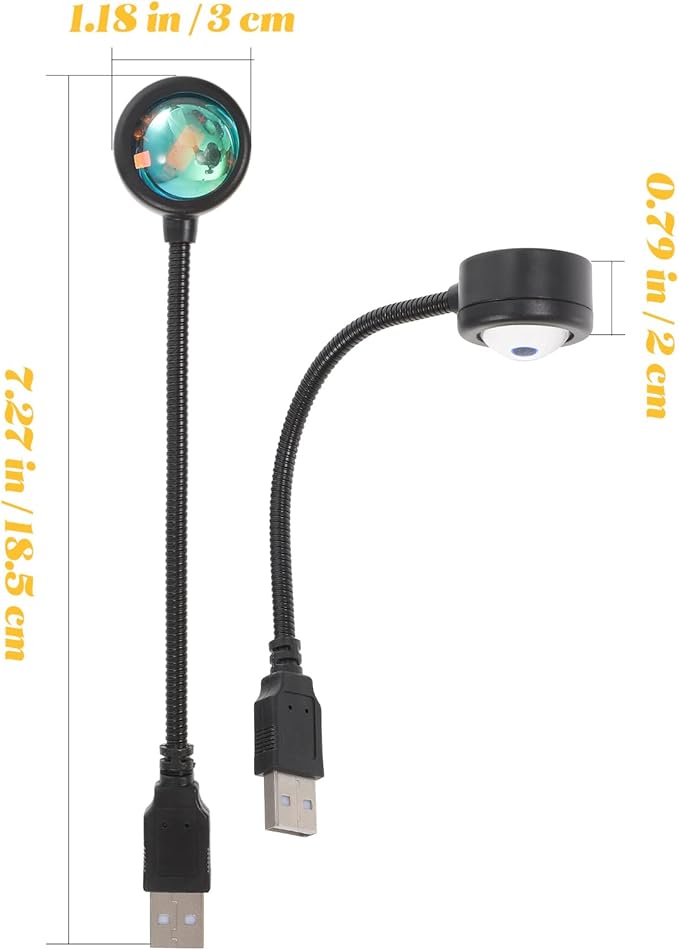 Alipis LED Sunset Lamp: 2PCS Sunset Ambient Lamp Night Light - Projection Mood Light for Home Bedroom Living Room Photography Selfie Party (USB Charging)