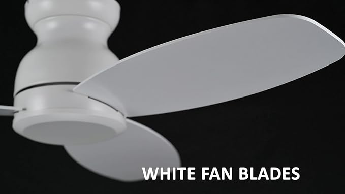 Carro 48 Inch Flush Mount Ceiling Fan without Lights, Ceiling Fan with Remote Low Profile White, 10-Speed Reversible DC Motor, 3 Dual Finish Blades, Indoor for Bedroom