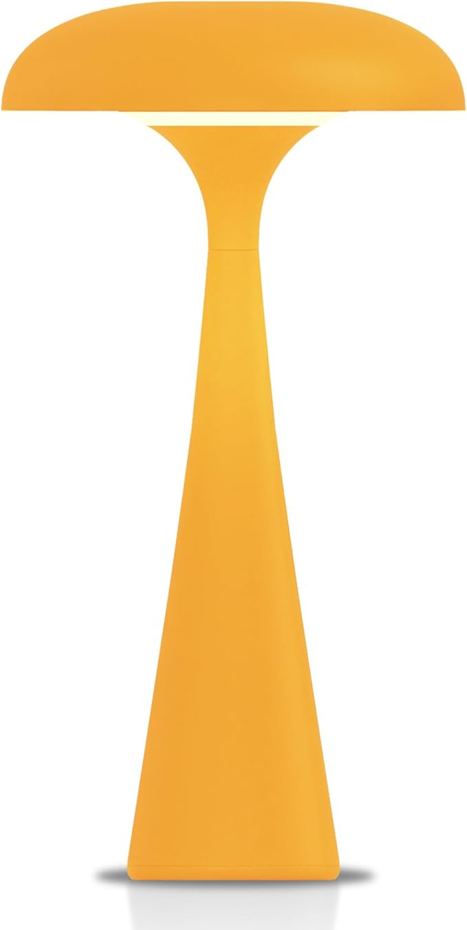 Cordless Table Lamp,Touch LED Reading Light,Cute Desk Lamp with 3 Colors Dimmable,Rechargeable Small Mushroom Lamp,Vintage Aesthetic Lamp for Bedroom Living Room Dorm Decor(Yellow)