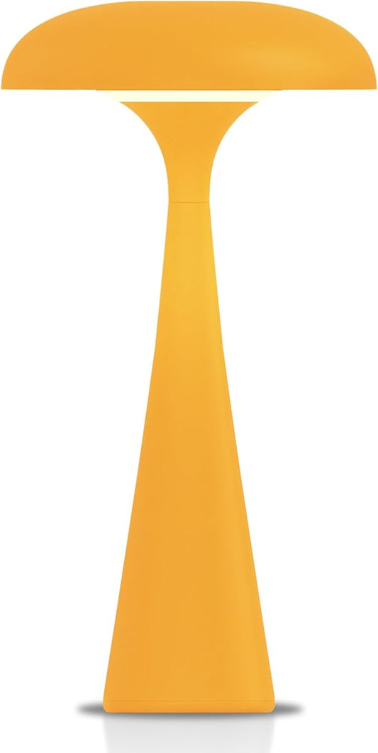 Cordless Table Lamp,Touch LED Reading Light,Cute Desk Lamp with 3 Colors Dimmable,Rechargeable Small Mushroom Lamp,Vintage Aesthetic Lamp for Bedroom Living Room Dorm Decor(Yellow)