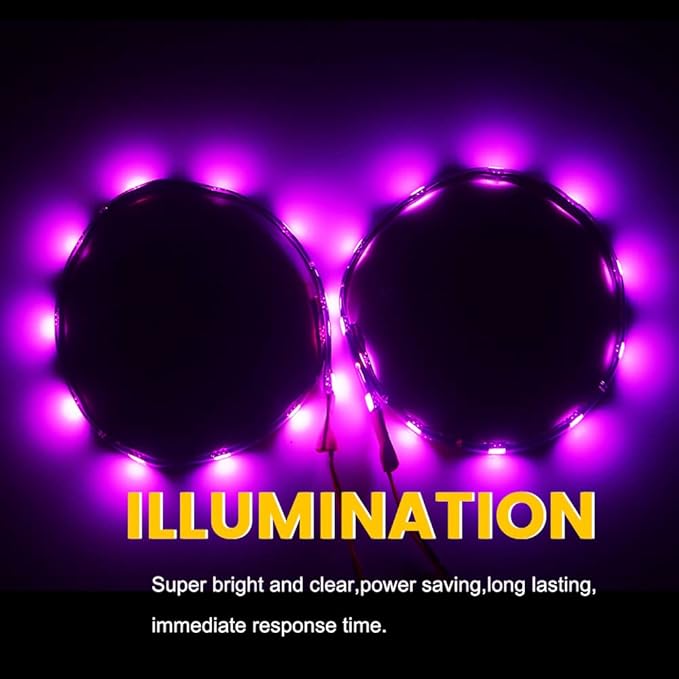 YM E-Bright Led Strip Lights for Cars, 27CM 5050 15SMD Waterproof Car Underglow Lights Motorcycles Golf Cart Boat Decoration Led Interior Exterior Lights Strip,DC-12V,Pinky Purple (Pack of 4)