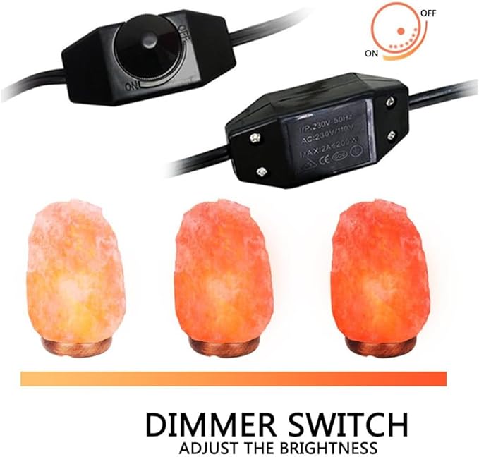 Himalayan Salt Lamp Cord Replacement with Dimmer Switch, 5 Feet Cords with Base Assembly and 6 E12 Halogen Bulbs