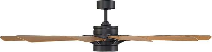 Windmill Indoor and Outdoor 12-Blade Smart Ceiling Fan 65in Matte Black Distressed Koa with 3000K LED Light Kit and Remote Control works with Alexa and iOS or Android App
