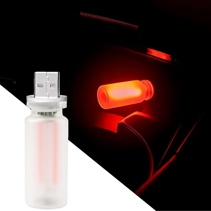 Dimmable Red USB Touch Lights for Car, Cute Interior Truck Lights, Retro Led Night Light Ambient Lighting, Frosted Glass USB Mood Lamp Bedroom, Car Accessories for Men Women