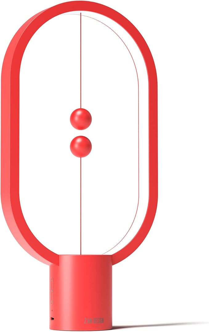 Heng Balance Light, USB Powered LED Table lamp, Creative, Magnetic Switch Night Light, dimmable Eye Protection Table lamp, Used for Gifts, Decoration Bedside, Dormitory and Office(Red)
