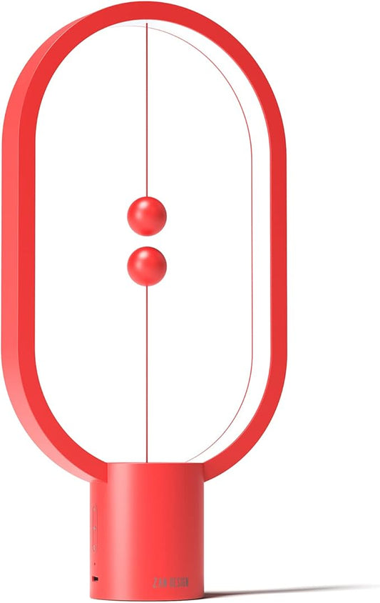 Heng Balance Light, USB Powered LED Table lamp, Creative, Magnetic Switch Night Light, dimmable Eye Protection Table lamp, Used for Gifts, Decoration Bedside, Dormitory and Office(Red)