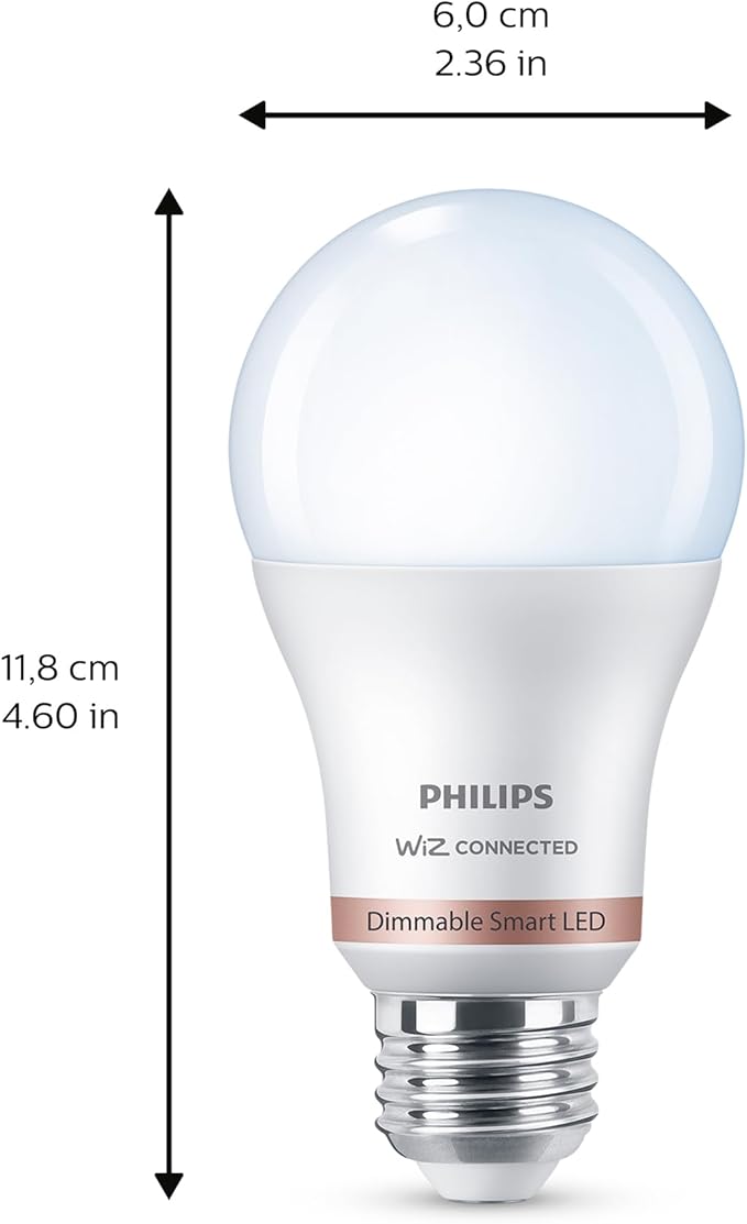 Philips Smart 60W A19 Daylight LED Bulb 4-Pack - E26- Indoor - Connects to Your Existing Wi-Fi - Control with Voice or App - Powered by WiZ Connected