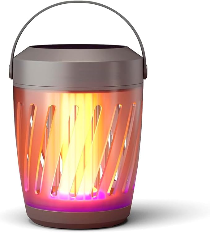 Solar Tiki Torch Lantern ZapperFlying Insect Control with Realistic Flickering Flame Accent Light Solar Powered Rechargeable Garden Lamp (Lantern)