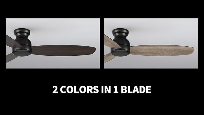 Carro 60 Inch Flush Mount Ceiling Fan without Lights, Black Ceiling Fan with Remote Low Profile, 10-Speed Reversible DC Motor, 3 Dual Finish Blades, Indoor for Bedroom