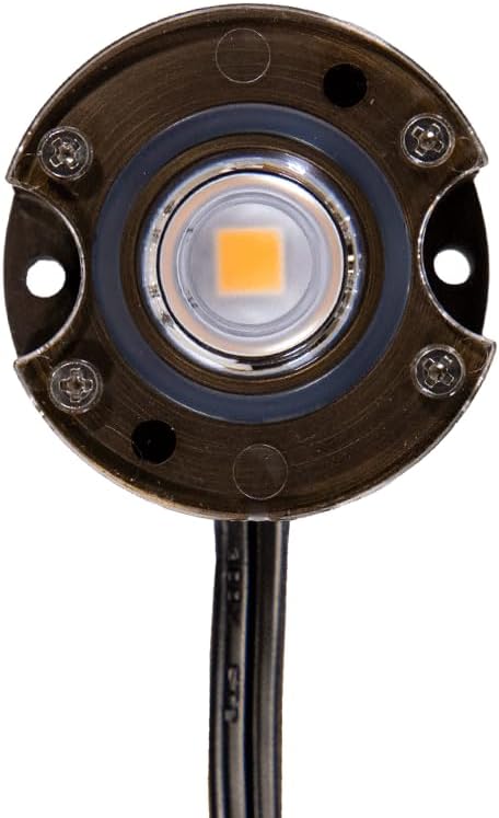 VOLT 12V 1W 2700K Warm White IP67 Watertight 116 Lumen Solid Brass BuddyPro LED Puck Light (Shielded) for Deck, Step or Hardscape Outdoor Lighting