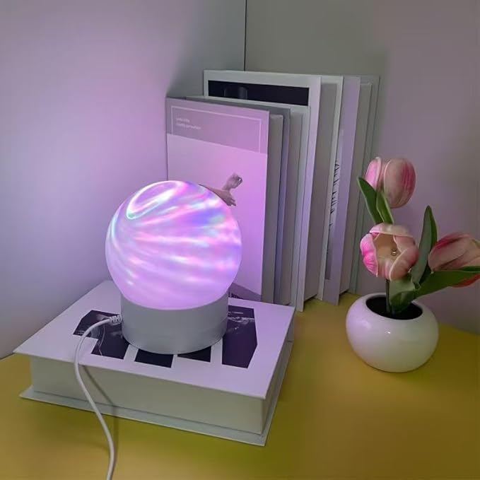 Starry Sky Rotating Water Ripple Night Light – 16 Color Ocean Wave Projector with Remote Control, Atmospheric Galaxy Projection Table Lamp for Kids, Teens, and Playrooms(Wave)